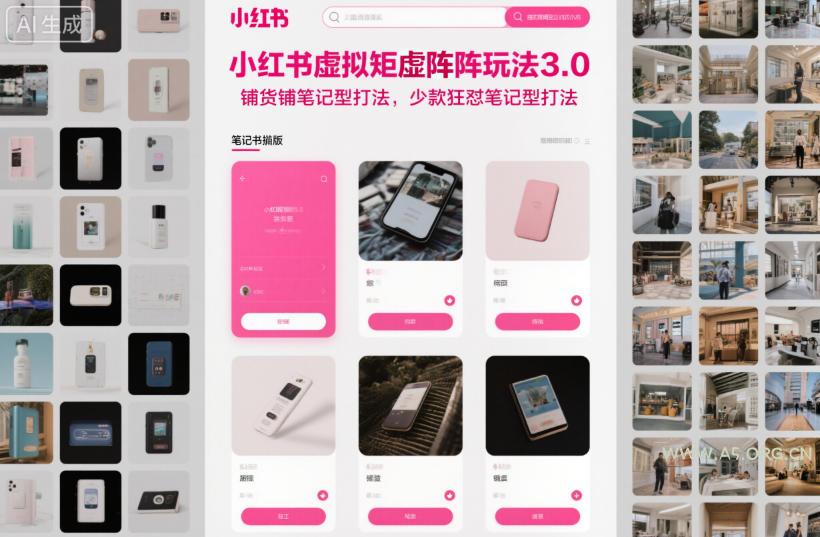 小红书虚拟矩阵玩法3.0,铺货铺笔记型打法,少款狂怼笔记型打法-小红泡
