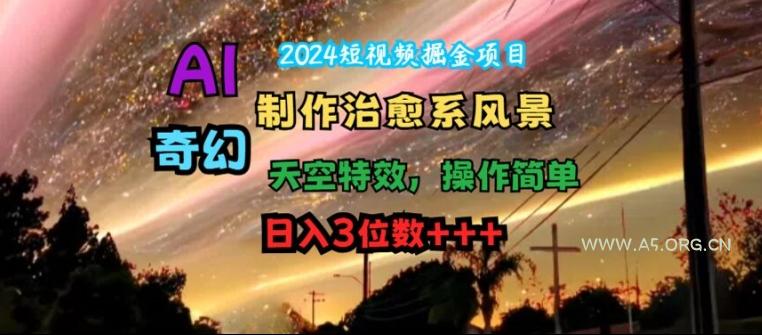 2024短视频掘金项目,AI制作治愈系风景,奇幻天空特效,操作简单,日入3位数【揭秘】-小红泡