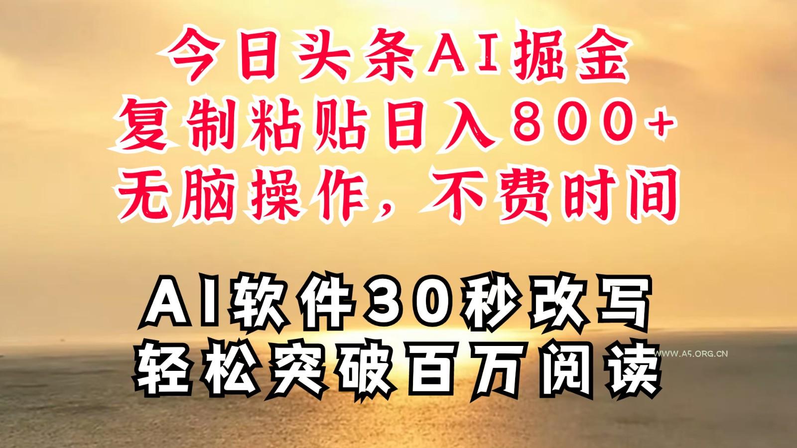 今日头条AI掘金，软件一件写文复制粘贴无脑操作，利用碎片化时间也能做到日入四位数-小红泡
