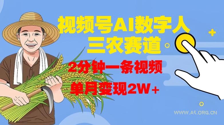视频号AI数字人玩转三农赛道，2分钟一条视频，单月变现2W+-小红泡