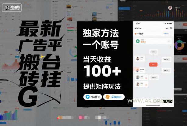最新广告平台搬砖挂G,独家方法,一个账号,当天收益100+,提供矩阵玩法【揭秘】-小红泡