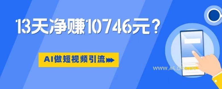 利用AI做短视频引流,卖398的虚拟产品,13天净赚10746元?-小红泡