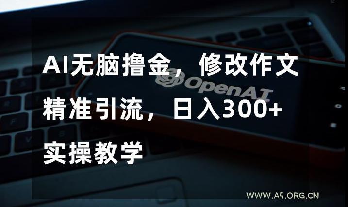 AI无脑撸金，修改作文精准引流，日入300+，实操教学【揭秘】-小红泡