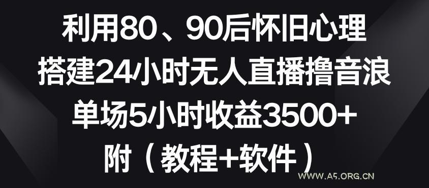 利用80、90后怀旧心理，搭建24小时无人直播撸音浪，单场5小时收益3500+(教程+软件)【揭秘】-小红泡
