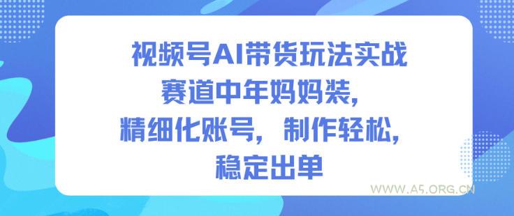 视频号AI带货玩法实战，赛道中年妈妈装，精细化账号，制作轻松，稳定出单-小红泡
