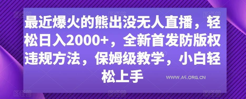 最近爆火的熊出没无人直播,轻松日入2000+,全新首发防版权违规方法【揭秘】-小红泡