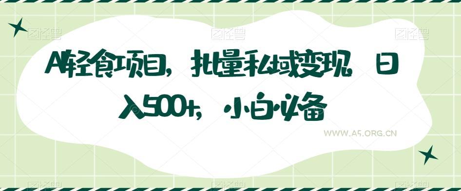 AI轻食项目，批量私域变现，日入500+，小白必备-小红泡