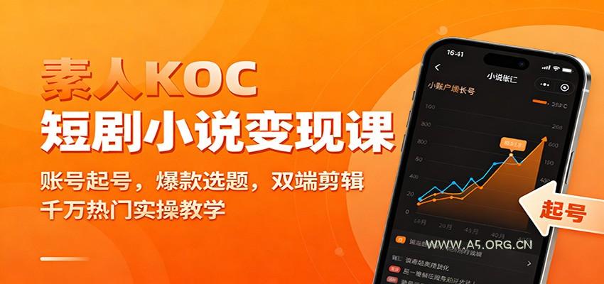 素人KOC短剧小说变现课：账号起号，爆款选题，双端剪辑，千万热门实操教学-小红泡