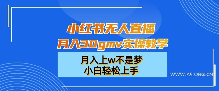 小红书无人直播月入30gmv实操教学,月入上w不是梦,小白轻松上手【揭秘】-小红泡