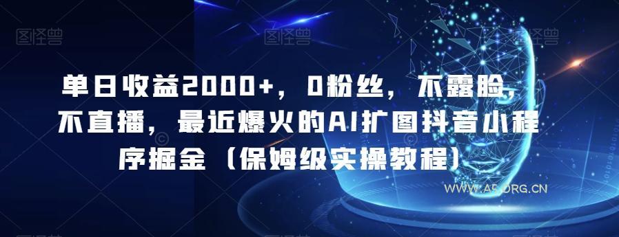 单日收益2000+，0粉丝，不露脸，不直播，最近爆火的AI扩图抖音小程序掘金（保姆级实操教程）-小红泡