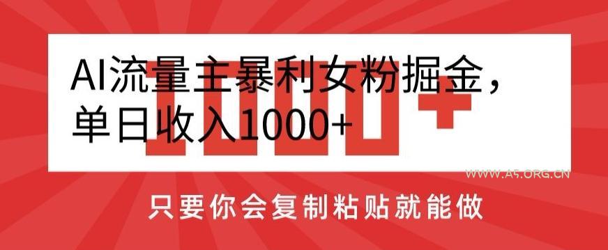 AI流量主暴利女粉掘金，单日收入1000+，只要你会复制粘贴就能做-小红泡