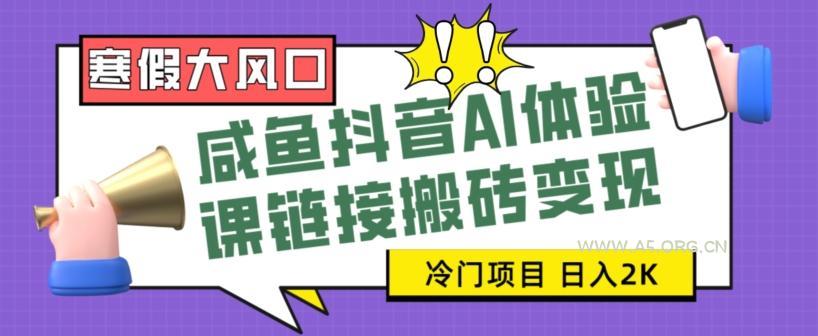 寒假大风口咸鱼抖音AI体验课链接搬砖变现,全网首发冷门项目,小白可日入2K+【揭秘】-小红泡