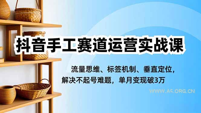 抖音手工赛道运营实战课，流量思维、标签机制、垂直定位，解决不起号难题，单月变现破3万-小红泡