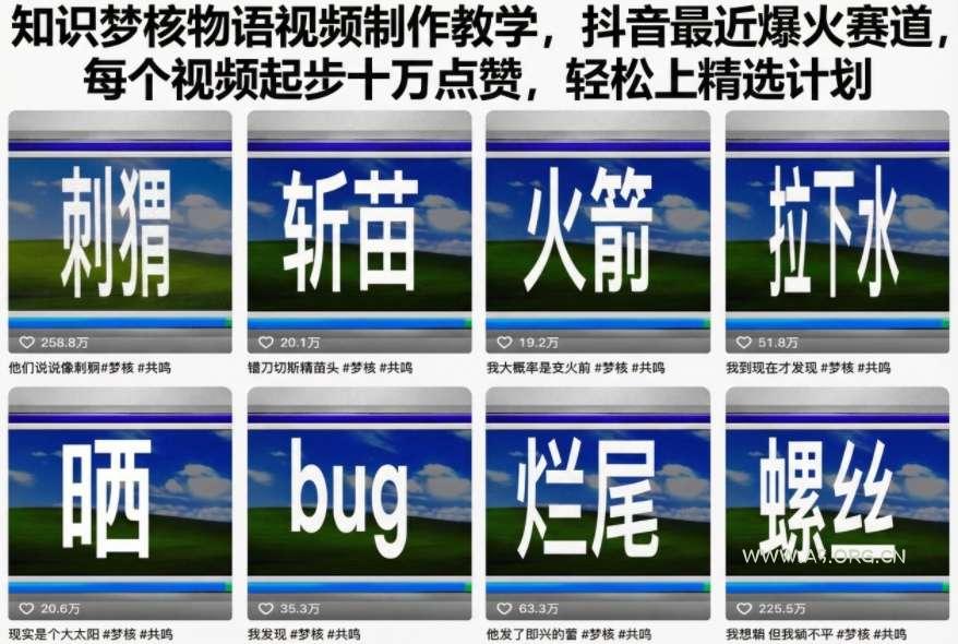 知识梦核物语视频制作教学,抖音最近爆火赛道,每个视频起步十万点赞,轻松上精选计划-小红泡