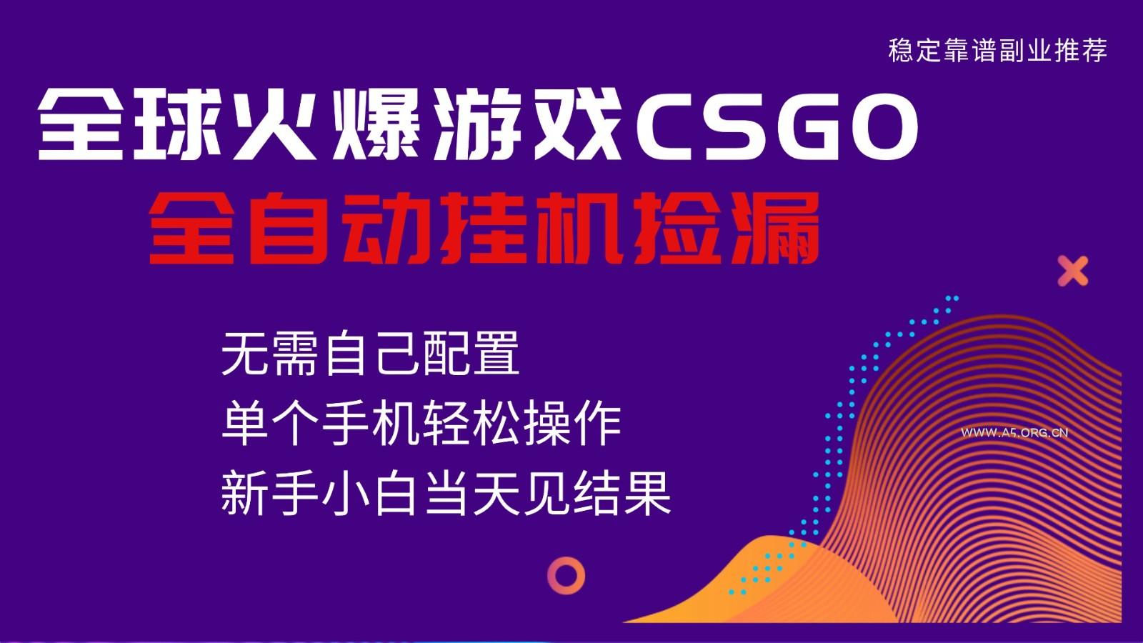 火爆游戏CSGO全自动捡漏，独家最新玩法，单个手机可操作，新手小白日入500+-小红泡