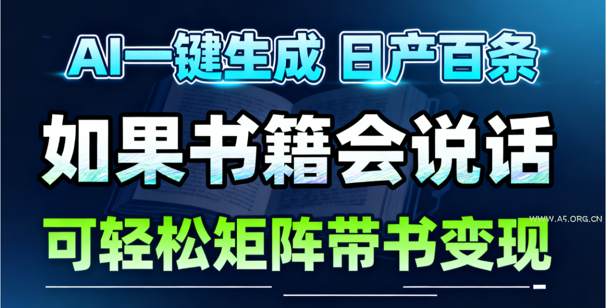 AI书籍会说话，轻松带书变现，月入3W+-小红泡