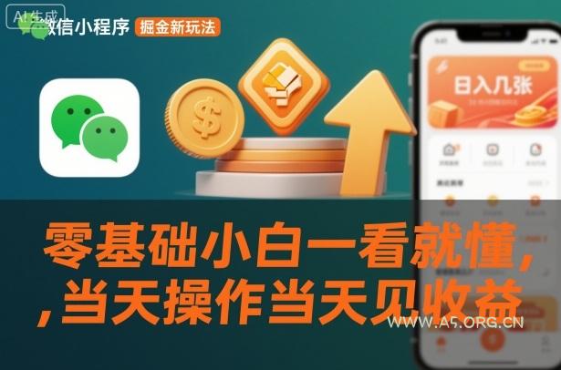 微信小程序掘金新玩法，日入几张，零基础小白一看就懂，当天操作当天见收益【揭秘】-小红泡