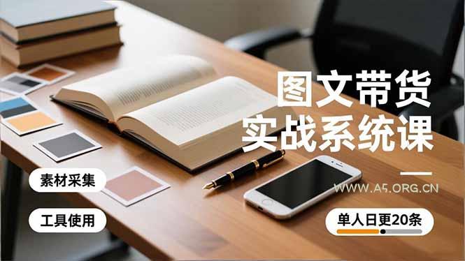 图文带货实战系统课，工具使用、素材采集、防同质化，单人日更20条月入3w+-小红泡