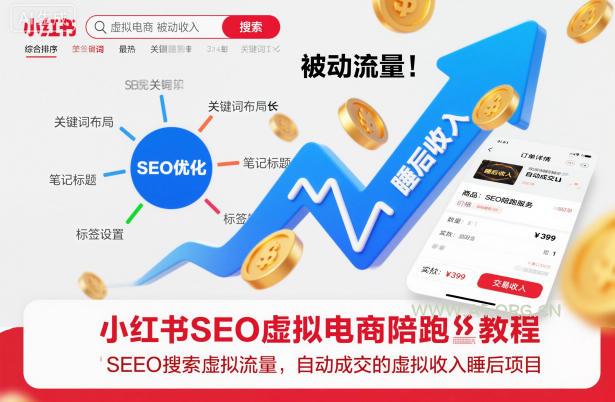 小红书SEO虚拟电商陪跑教程，实现seo搜索被动流量，自动成交的被动收入睡后项目-小红泡