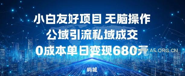 小白友好项目，无脑操作，公域引流私域成交，0成本单日变现680米-小红泡