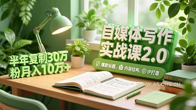 自媒体写作实战课2.0,爆款标题、内容结构、IP打造,半年复制30万粉月入10万+-小红泡