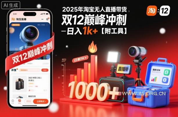 2025年淘宝无人直播带货，冲刺双12，日入1k+【附工具】【揭秘】-小红泡
