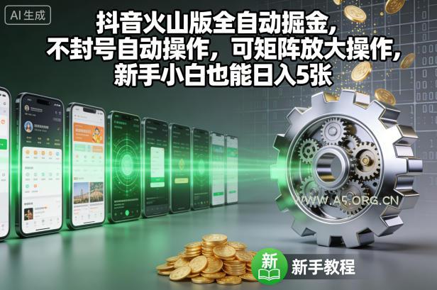 抖音火山版全自动掘金,不封号自动操作,可矩阵放大操作,新手小白也能日入5张【揭秘】-小红泡