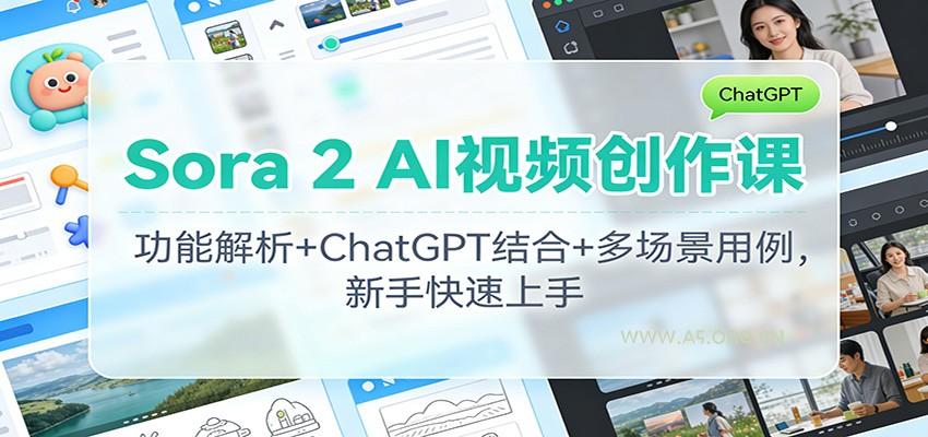 Sora 2 AI视频创作课：功能解析+ChatGPT结合+多场景用例，新手快速上手-小红泡