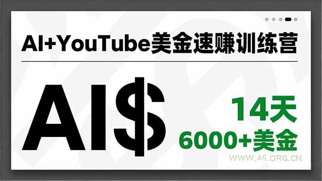 AI+YouTube美金速赚训练营，AI量产、爆款公式、急速变现、独家视野，14天创收6000+美金-小红泡