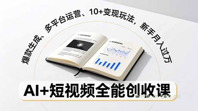 AI+短视频全能创收课，爆款生成、多平台运营、10+变现玩法，新手月入过万-小红泡