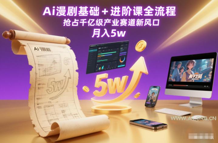 Ai漫剧基础+进阶课全流程，抢占千亿级产业赛道新风口，月入5w(更新中)-小红泡