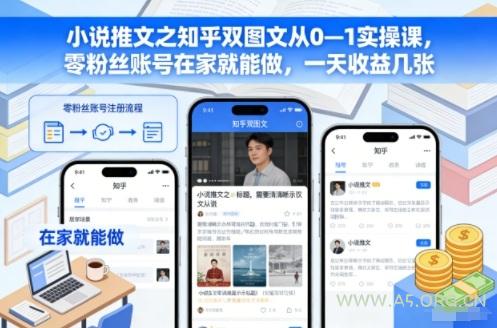 小说推文之知乎双图文从0—1实操课,零粉丝账号在家就能做,一天收益几张-小红泡