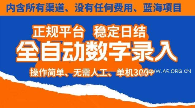 全自动数字录入，单机日入3张+，内含所有渠道全程免费零成本，操作简单可矩阵开干【揭秘】-小红泡