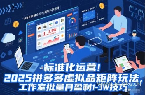 标准化运营!2025拼多多虚拟品矩阵玩法,工作室批量月盈利1-3W技巧【揭秘】-小红泡
