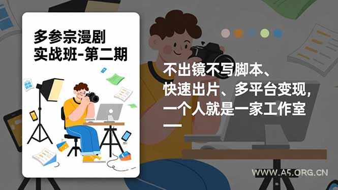 多参 宗漫剧实操班2.0-更新,不出镜不写脚本、快速出片、多平台变现,一个人就是一家工作室-小红泡