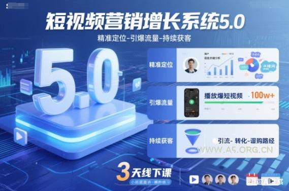 短视频营销增长系统5.0，精准定位-引爆流量-持续获客，3天线下课(音频+图片)-小红泡