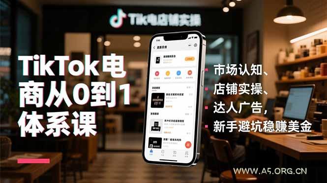 TikTok电商从0到1体系课,市场认知、店铺实操、达人广告,新手避坑稳赚美金-小红泡