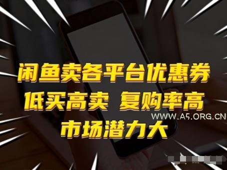 闲鱼卖各平台优惠券,低买高卖,复购率高,市场潜力大-小红泡