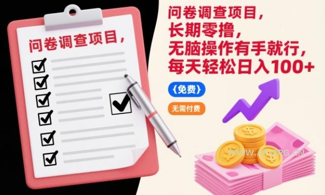 问卷调查项目,长期零撸,无脑操作有手就行,每天轻松日入100+【揭秘】-小红泡