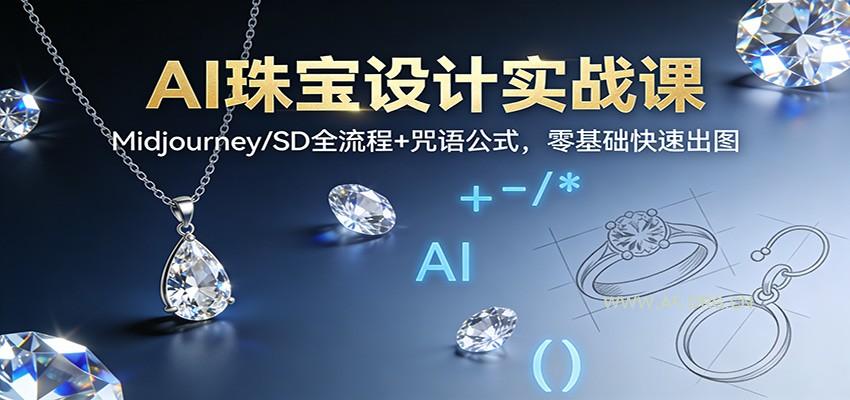 AI珠宝设计实战课:Midjourney/SD全流程+咒语公式,零基础快速出图-小红泡