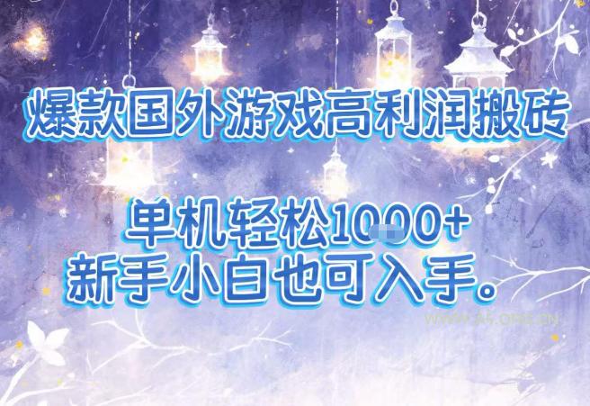 爆款国外游戏高利润搬砖项目，单机轻松1k+，新手小白也可入手【揭秘】-小红泡