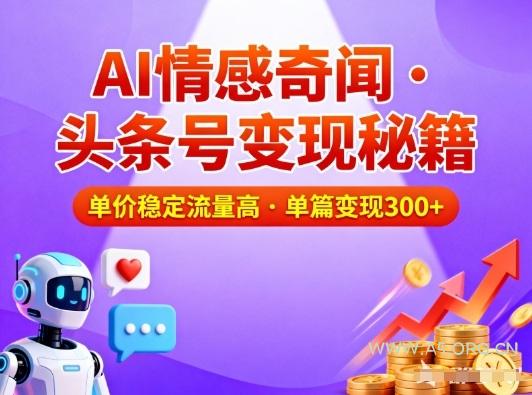 头条号做AI情感奇闻内容,单价稳定流量高,一篇变现3张-小红泡