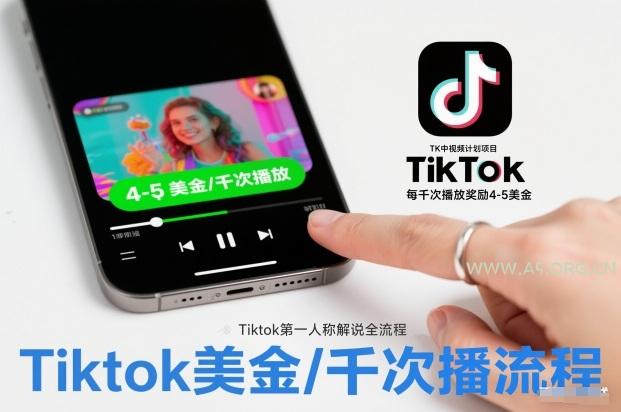 TK中视频计划项目，Tiktok第一人称解说流程，每干次播放奖励4-5美金-小红泡