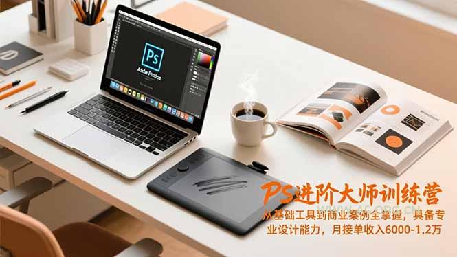 PS进阶大师训练营，从基础工具到商业案例全掌握，具备专业设计能力，月接单收入6000-1.2万-小红泡