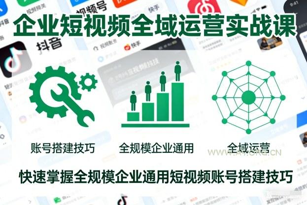 企业短视频全域运营实战课，快速掌握全规模企业通用短视频账号搭建技巧-小红泡