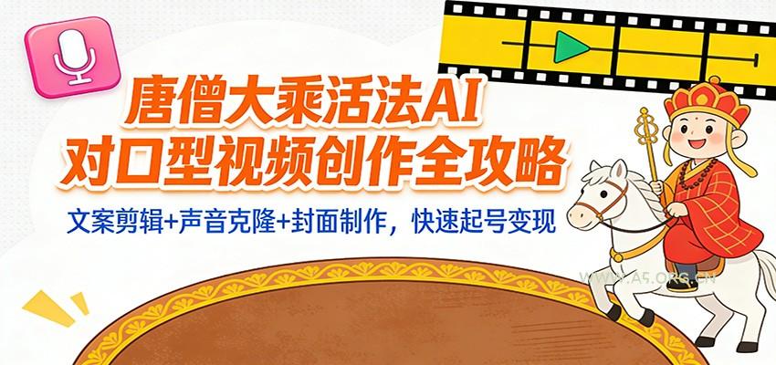 “大乘活法”AI对口型视频创作全攻略:文案剪辑+声音克隆+封面制作,快速起号变现-小红泡