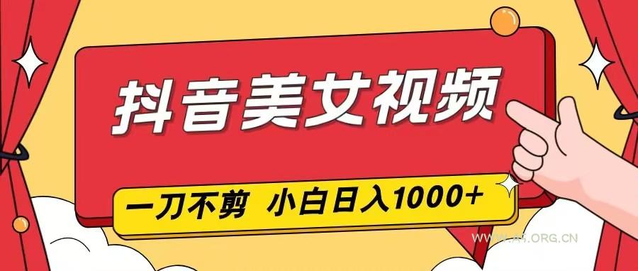 抖音美女视频，一刀不剪，两分钟一条视频，小白轻松上手，日入1000-小红泡