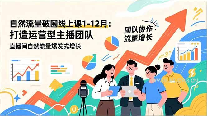 自然流量破圈线上课1-12月：打造运营型主播团队 直播间自然流量爆发式增长-小红泡