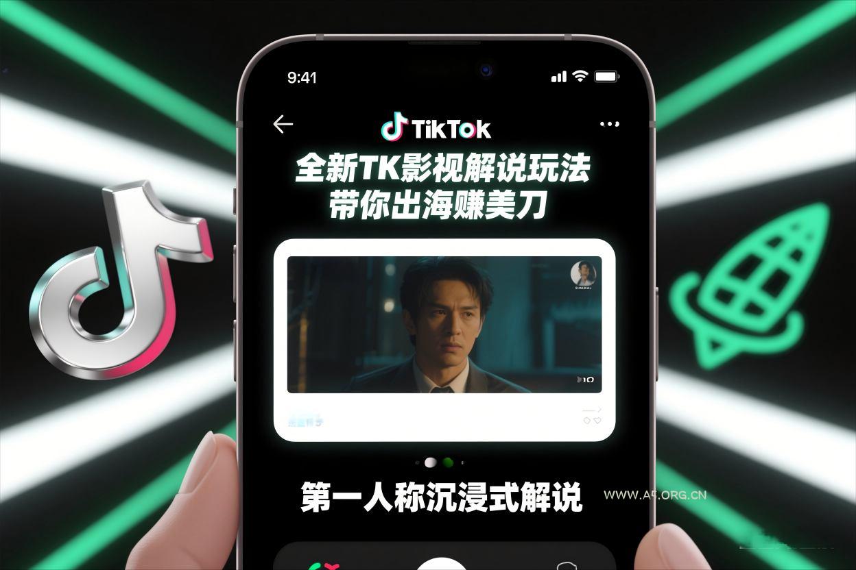 TikTok第一人称影视解说教学，全新TK影视解说玩法，带你出海賺美刀-小红泡