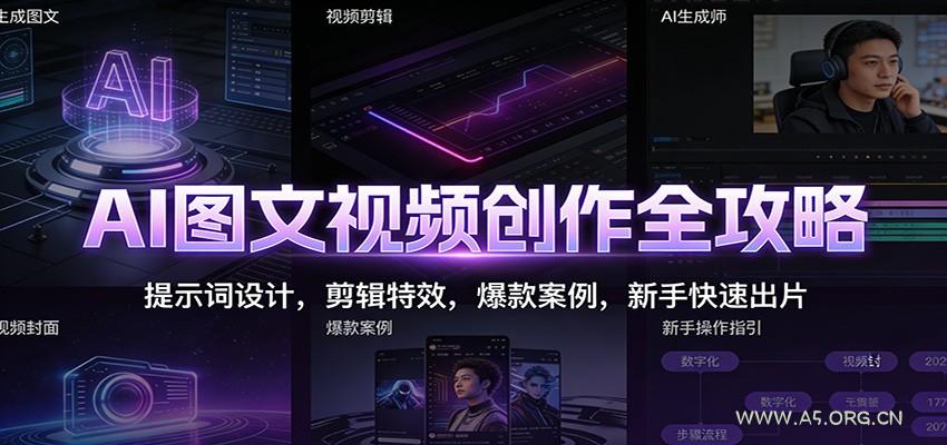 AI图文视频创作全攻略：提示词设计，剪辑特效，爆款案例，新手快速出片-小红泡